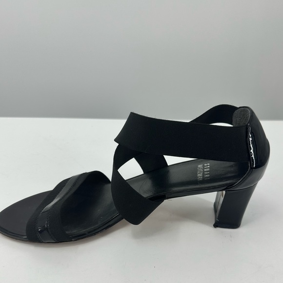 Stuart Weitzman Black Sandals 2" Heel Stretchy Straps Open Toe Womens 9 - Picture 6 of 11